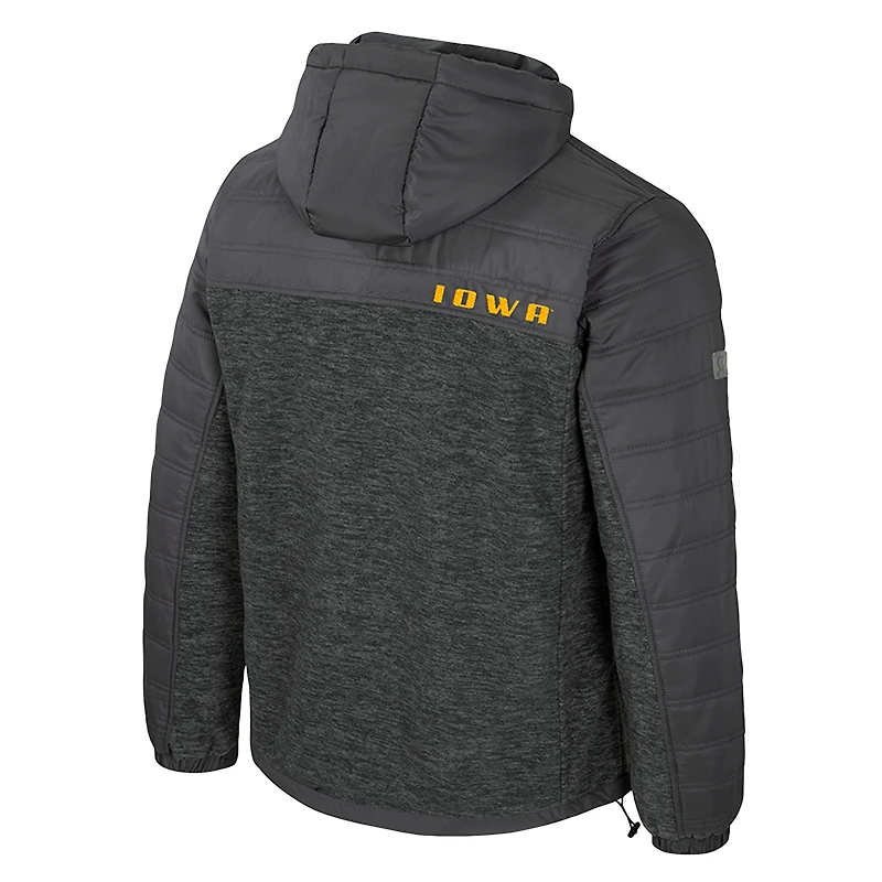 Men's Colosseum Charcoal Iowa Hawkeyes Nightman Full-Zip Hoodie Puffer Jacket