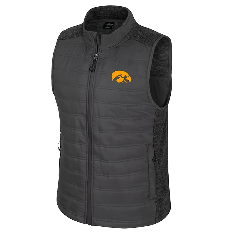 Men's Colosseum Charcoal Iowa Hawkeyes Nightman Full-Zip Puffer Vest