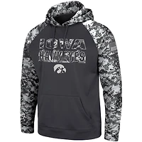 Men's Colosseum Charcoal Iowa Hawkeyes OHT Military Appreciation Digital Camo Pullover Hoodie