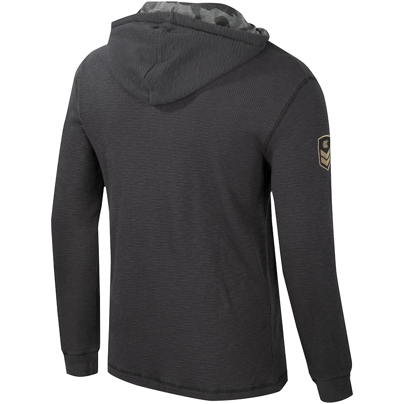 Men's Colosseum Charcoal Iowa Hawkeyes OHT Military Appreciation Henley Pullover Hoodie