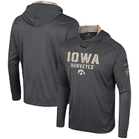 Men's Colosseum Charcoal Iowa Hawkeyes OHT Military Appreciation Long Sleeve Hoodie T-Shirt