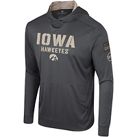 Men's Colosseum Charcoal Iowa Hawkeyes OHT Military Appreciation Long Sleeve Hoodie T-Shirt