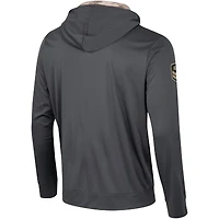 T-shirt à capuche manches longues pour hommes Colosseum Charcoal Iowa Hawkeyes OHT Military Appréciation