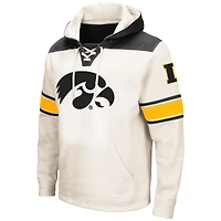 Sweat à capuche lacets Colosseum crème pour hommes Iowa Hawkeyes Big & Tall Hockey