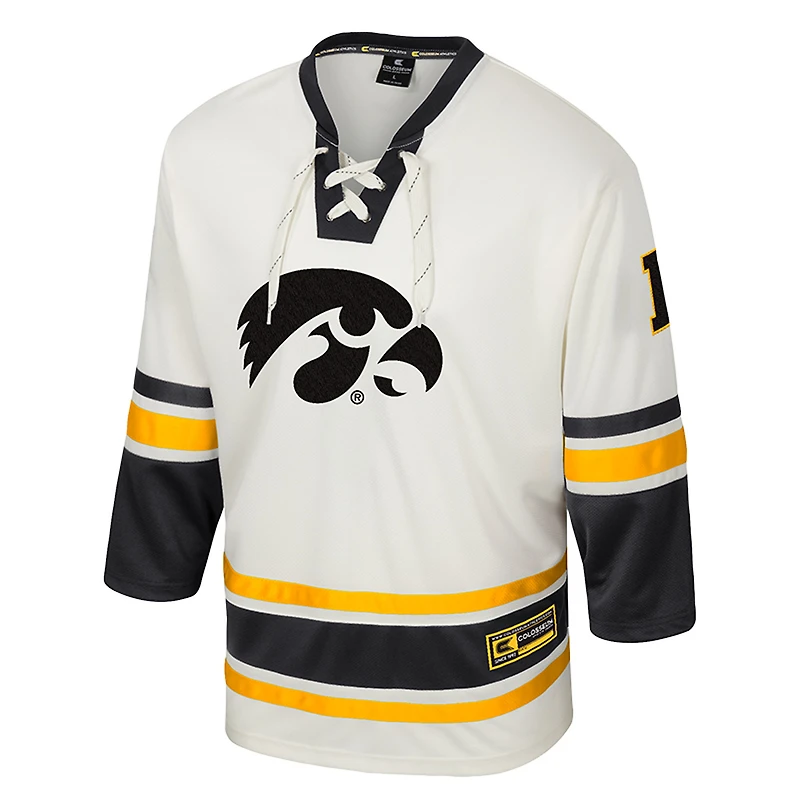 Men's Colosseum Cream Iowa Hawkeyes Puck Proud Fashion Hockey Jersey