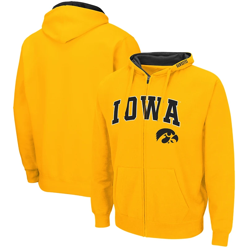 Sweat à capuche entièrement zippé Colosseum Gold Iowa Hawkeyes Arch & Logo 3.0 pour homme