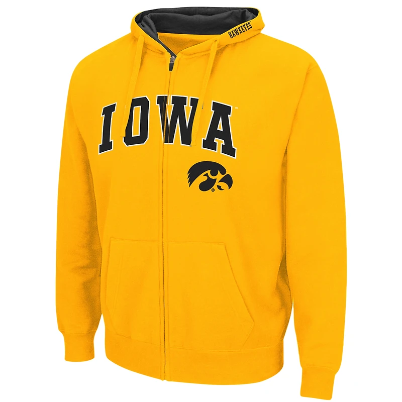 Sweat à capuche entièrement zippé Colosseum Gold Iowa Hawkeyes Arch & Logo 3.0 pour homme