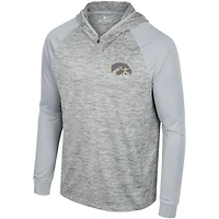 Men's Colosseum Gray Iowa Hawkeyes Cybernetic Raglan Quarter-Zip Hooded Top