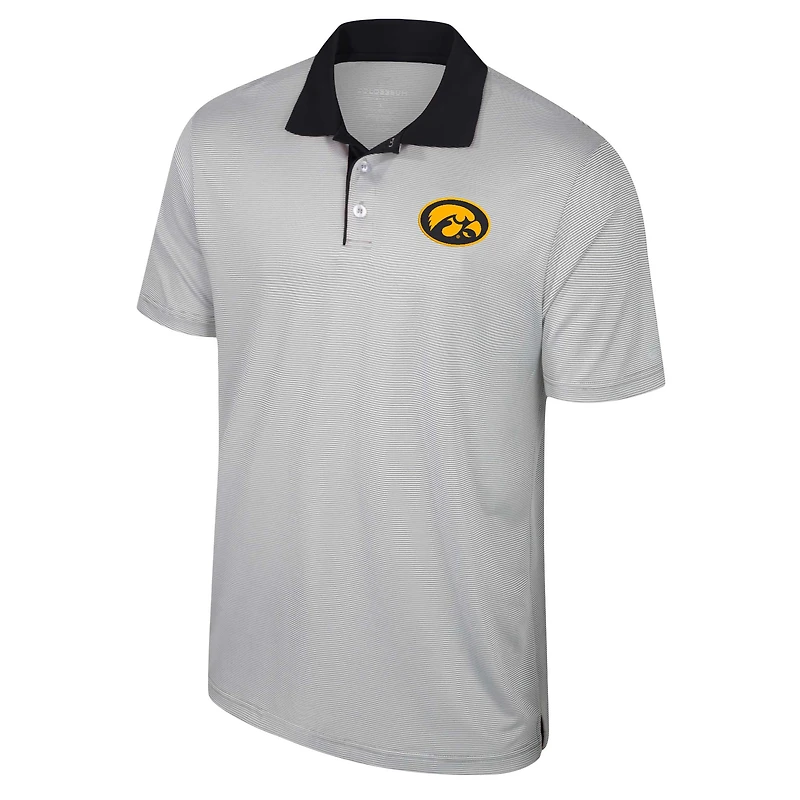 Polo rayé Colosseum gris Iowa Hawkeyes Tuck pour hommes