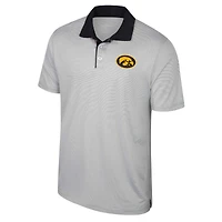 Polo rayé Colosseum gris Iowa Hawkeyes Tuck pour hommes
