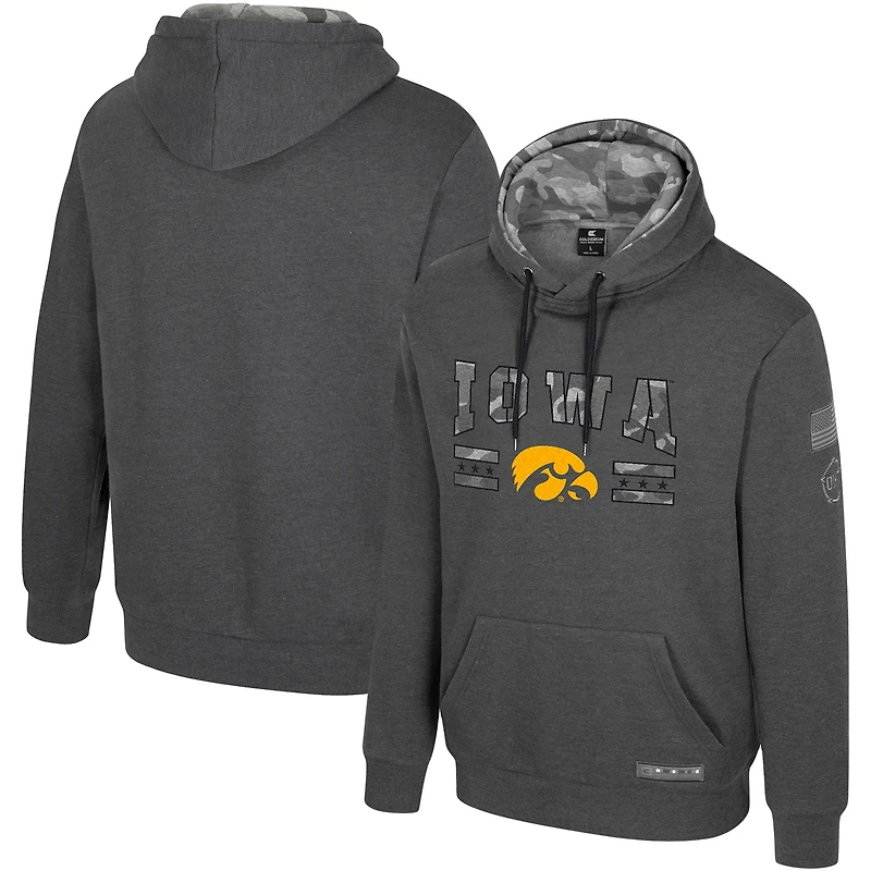 Sweat à capuche Colosseum Heather Charcoal Iowa Hawkeyes Operation Hat Trick Squad pour homme