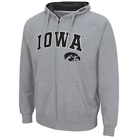 Men's Colosseum  Heather Gray Iowa Hawkeyes Arch & Logo 3.0 Full-Zip Hoodie