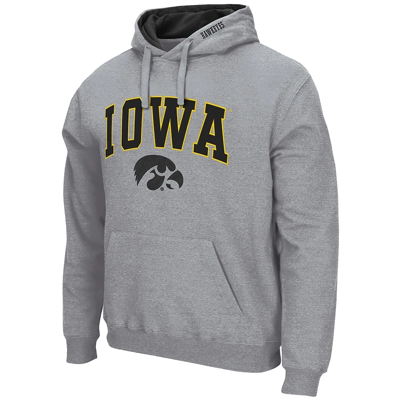 Chandail à capuchon Colosseum gris chiné pour hommes Iowa Hawkeyes Arch & Logo 3.0