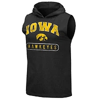Men's Colosseum Heathered Black Iowa Hawkeyes Varsity Hoodie Tank Top