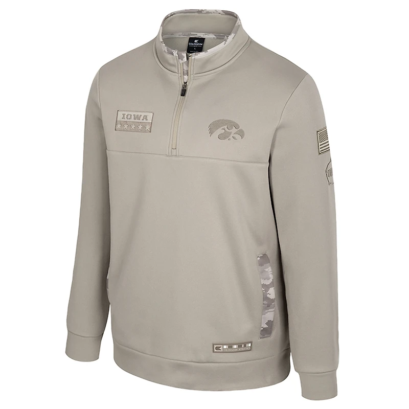 Pull à glissière quart de tour pour homme Colosseum Oatmeal Iowa Hawkeyes Operation Hat Trick Battalion