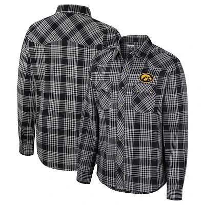 Colosseum x Wrangler pour homme Noir Iowa Hawkeyes Plaid Western à manches longues