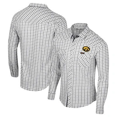 Chemise à manches longues et boutons-pression pour hommes Colosseum x Wrangler White Iowa Hawkeyes carreaux avec fenêtre
