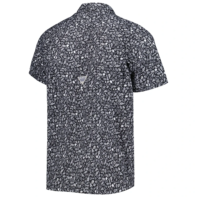 Chemise boutonnée Columbia Iowa Hawkeyes Super Slack Tide Omni-Shade Team noire pour homme