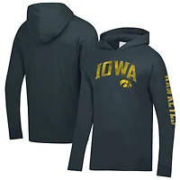 Men's ComfortWash  Charcoal Iowa Hawkeyes Long Sleeve Hooded T-Shirt