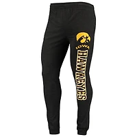 Ensemble pyjama à capuche et jogging manches longues pour homme Concepts Sport noir/anthracite chiné Iowa Hawkeyes Meter