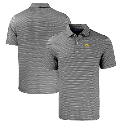 Polo homme Cutter & Buck noir/blanc Iowa Hawkeyes Big Tall Forge Eco Double Stripe Stretch recyclé