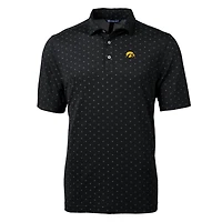 Polo Cutter & Buck noir pour homme Iowa Hawkeyes, grandes tailles, en piqué écologique à motif carreaux recyclé Virtue.