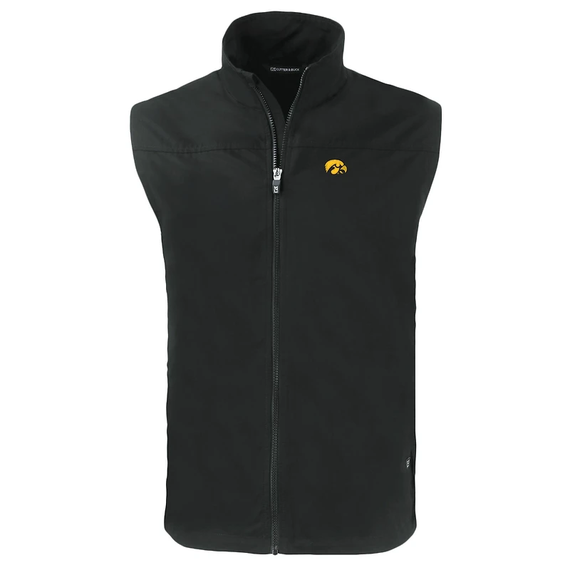 Men's Cutter & Buck  Black Iowa Hawkeyes Charter Eco Recycled Full-Zip Vest