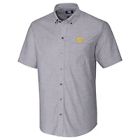 Chemise boutonnée à manches courtes en tissu Oxford extensible pour homme, couleur anthracite, Cutter & Buck, Iowa Hawkeyes