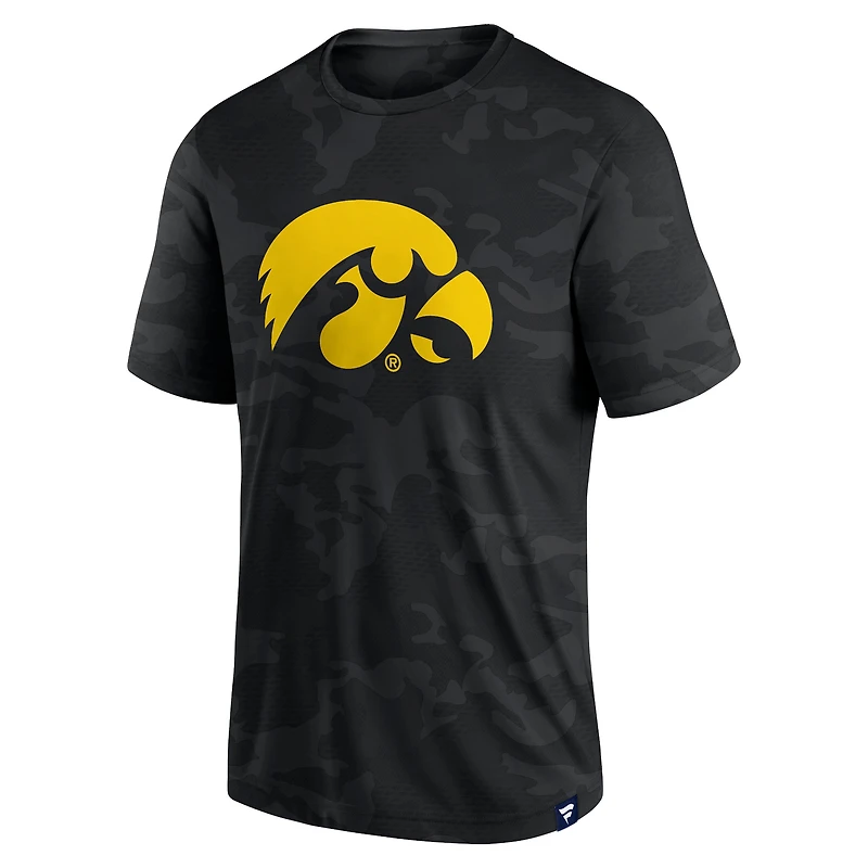 Men's Fanatics  Black Iowa Hawkeyes Camo Logo T-Shirt