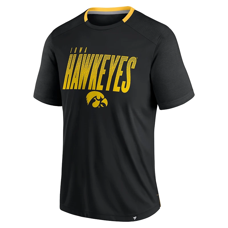 T-shirt noir fanatique pour homme Iowa Hawkeyes Defender Fade Slant