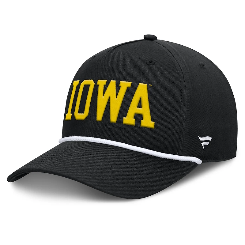 Casquette ajustable en corde pour balle fausse Iowa Hawkeyes noire Fanatics pour hommes