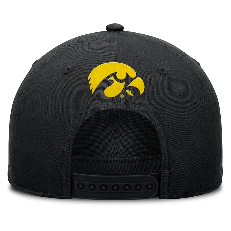 Casquette ajustable en corde pour balle fausse Iowa Hawkeyes noire Fanatics pour hommes