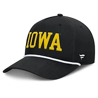 Casquette ajustable en corde pour balle fausse Iowa Hawkeyes noire Fanatics pour hommes