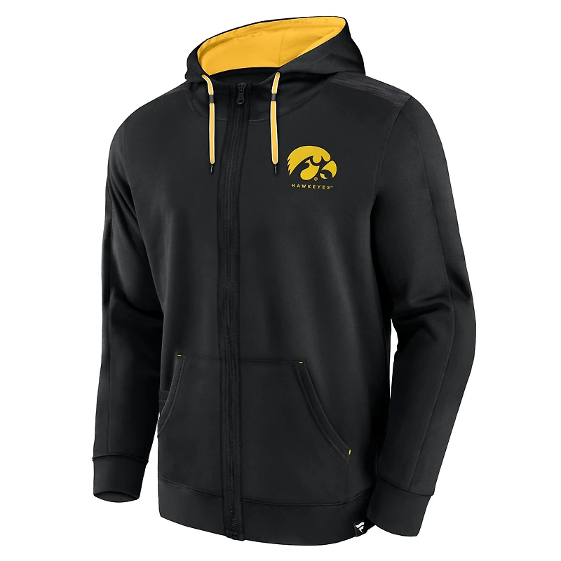 Sweat à capuche entièrement zippé Fanatics pour hommes, noir, Iowa Hawkeyes Power Index
