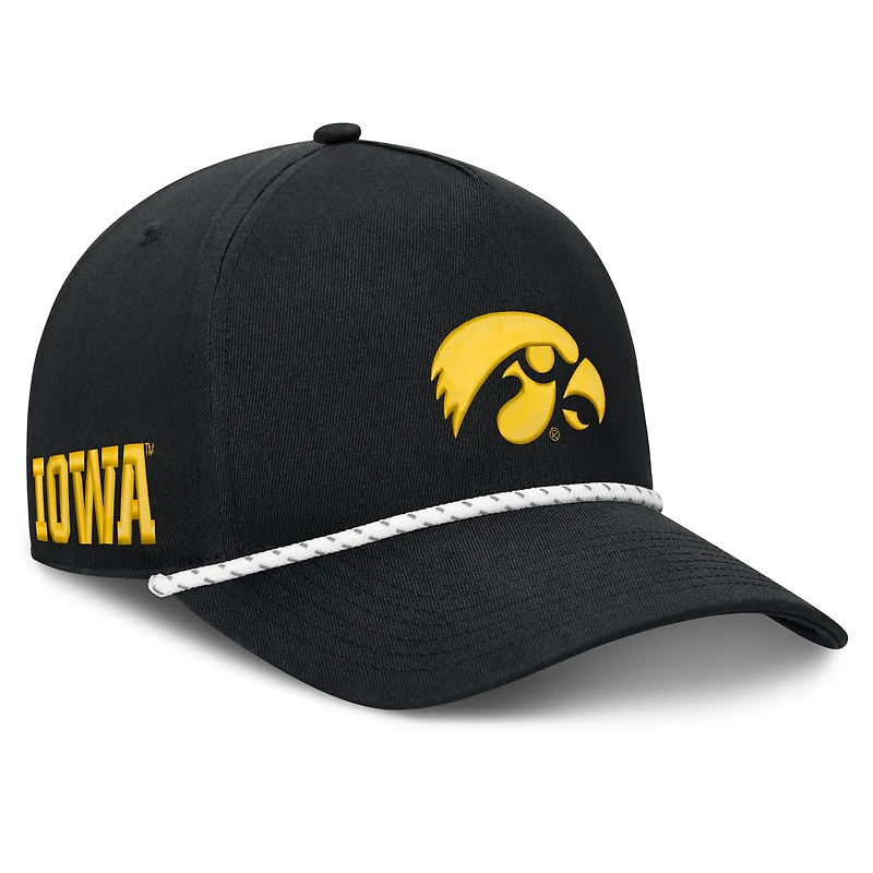 Casquette ajustable Fanatics Black Iowa Hawkeyes Undertone Rope pour homme