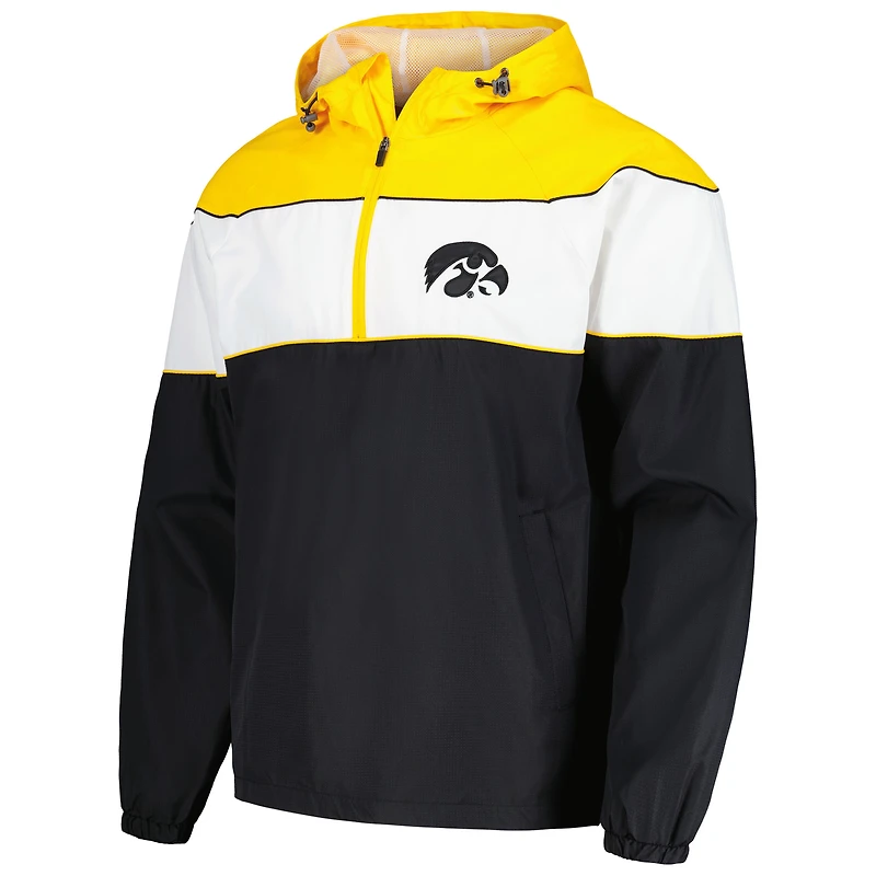 Veste à capuche raglan demi-zip G-III Sports by Carl Banks pour hommes, noire, Iowa Hawkeyes Center Line