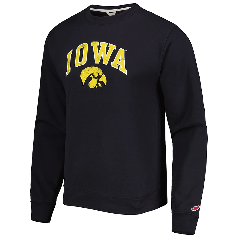 Men's League Collegiate Wear Black Iowa Hawkeyes 1965 Arch Essential Lightweight Pullover Sweatshirt