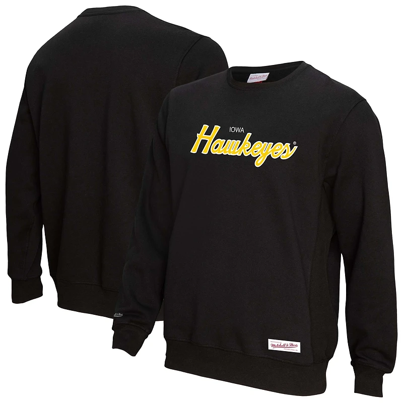 Men's Mitchell & Ness Black Iowa Hawkeyes Elite Script Pullover Sweatshirt