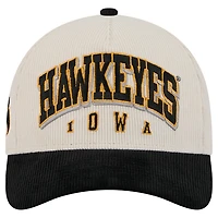 Men's New Era Black/Cream Iowa Hawkeyes Arch Two-Tone Corduroy 9FORTY A-Frame Adjustable Hat