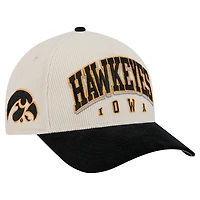 Men's New Era Black/Cream Iowa Hawkeyes Arch Two-Tone Corduroy 9FORTY A-Frame Adjustable Hat