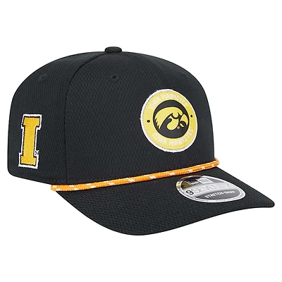 Casquette extensible à boutons-pression COOLERA 9SEVENTY Iowa Hawkeyes de New Era pour homme, noire