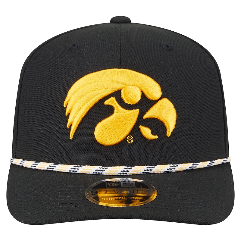 Men's New Era Black Iowa Hawkeyes Game Day Multi-Rope 9SEVENTY Stretch-Snap Hat