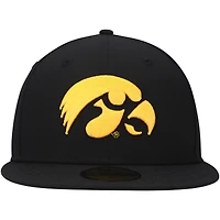 Casquette ajustée 59FIFTY Basic noire avec logo Iowa Hawkeyes New Era pour hommes