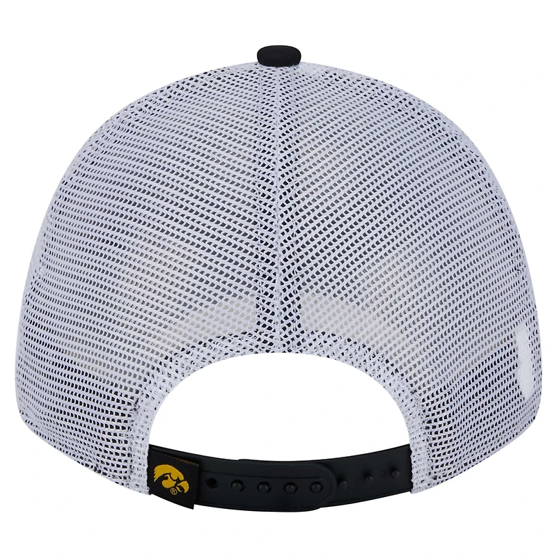 Men's New Era  Black Iowa Hawkeyes Trucker 9FORTY Adjustable Hat