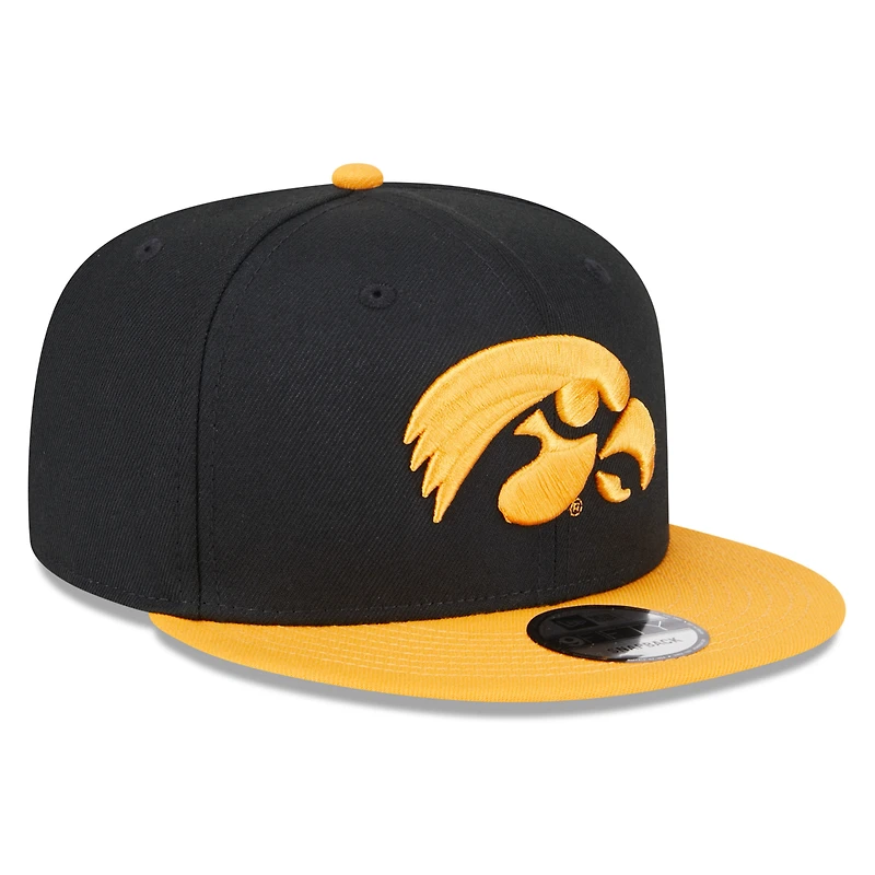 Men's New Era Black Iowa Hawkeyes Two-Tone 9FIFTY Snapback Hat