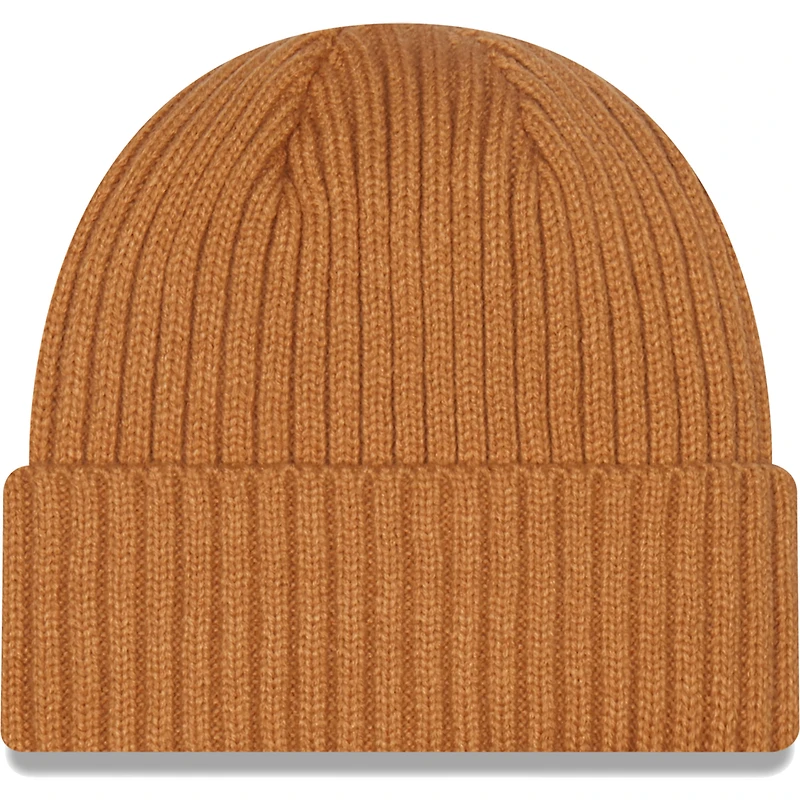 Bonnet en tricot à revers classique Iowa Hawkeyes Core New Era pour homme, marron clair