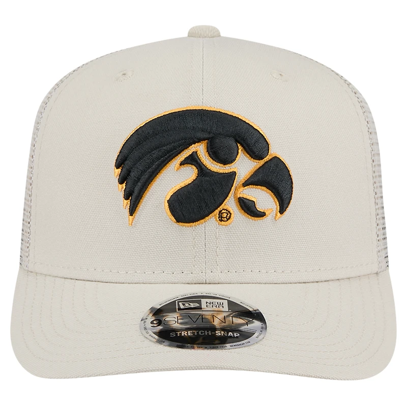 Casquette ajustable extensible à boutons-pression 9SEVENTY en toile Stone Iowa Hawkeyes de New Era pour homme