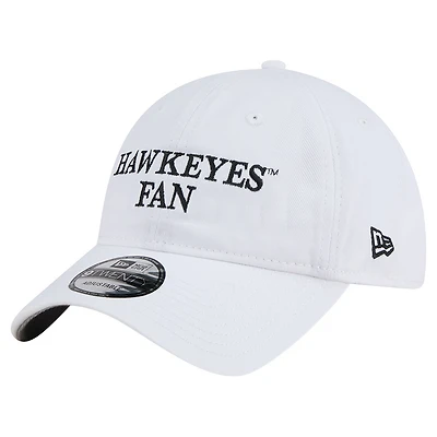 Casquette ajustable New Era blanche Iowa Hawkeyes Fan 9TWENTY pour homme