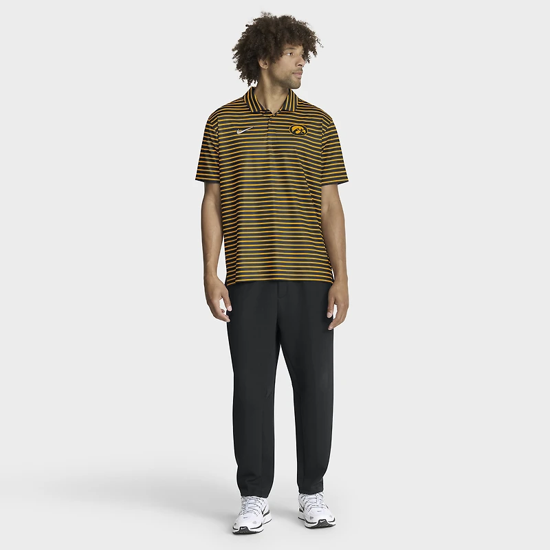Polo Nike Iowa Hawkeyes anthracite 2025 Coaches Premium Tour Stripe Dri-FIT pour homme