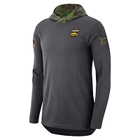 Men's Nike Anthracite Iowa Hawkeyes Military Long Sleeve Hoodie T-Shirt